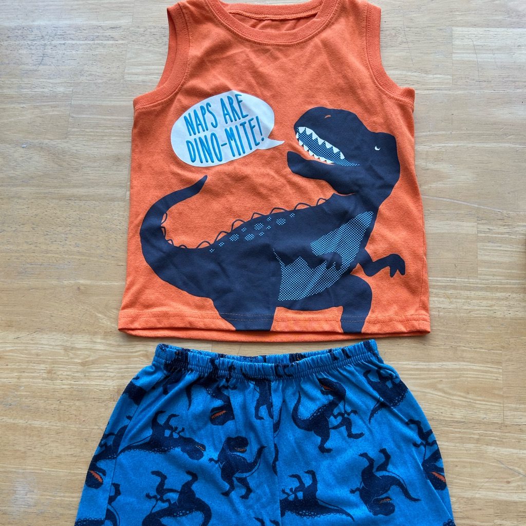 Dinosaur Pajamas Tank Top Shorts, Pjs 4t Unisex Boys Girls Trex